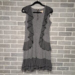 Michael Michael Kors‎ Black/White Ruffle Sleeve Medium Womens Dress